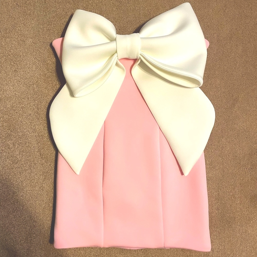 NWOT Christine Atelier custom made bow dress light pink and white SZ XXL - Picture 2 of 6